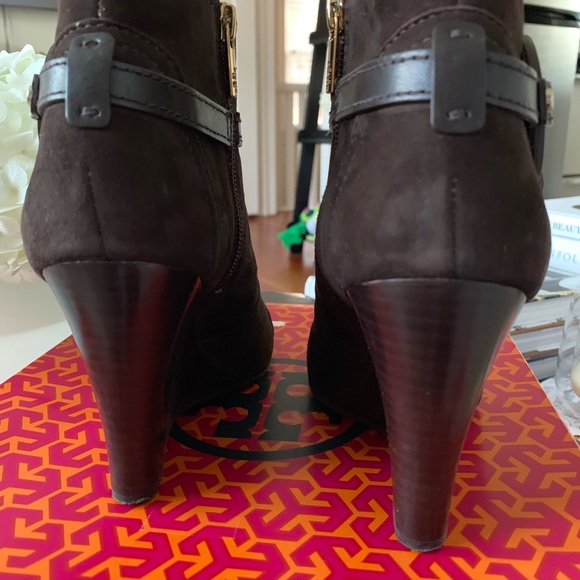Tory Burch brown suede wedge booties - Picture 3 of 5